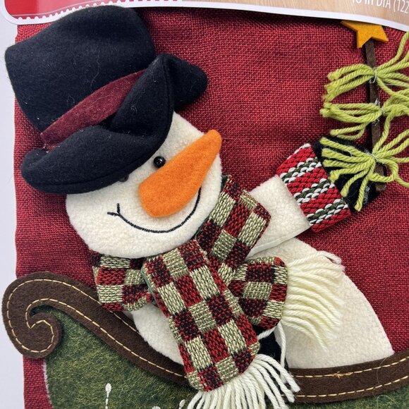Holiday Time 48-Inch Tree Skirt Snowman Red Green Let It Snow Appliqué Christmas - Picture 2 of 10